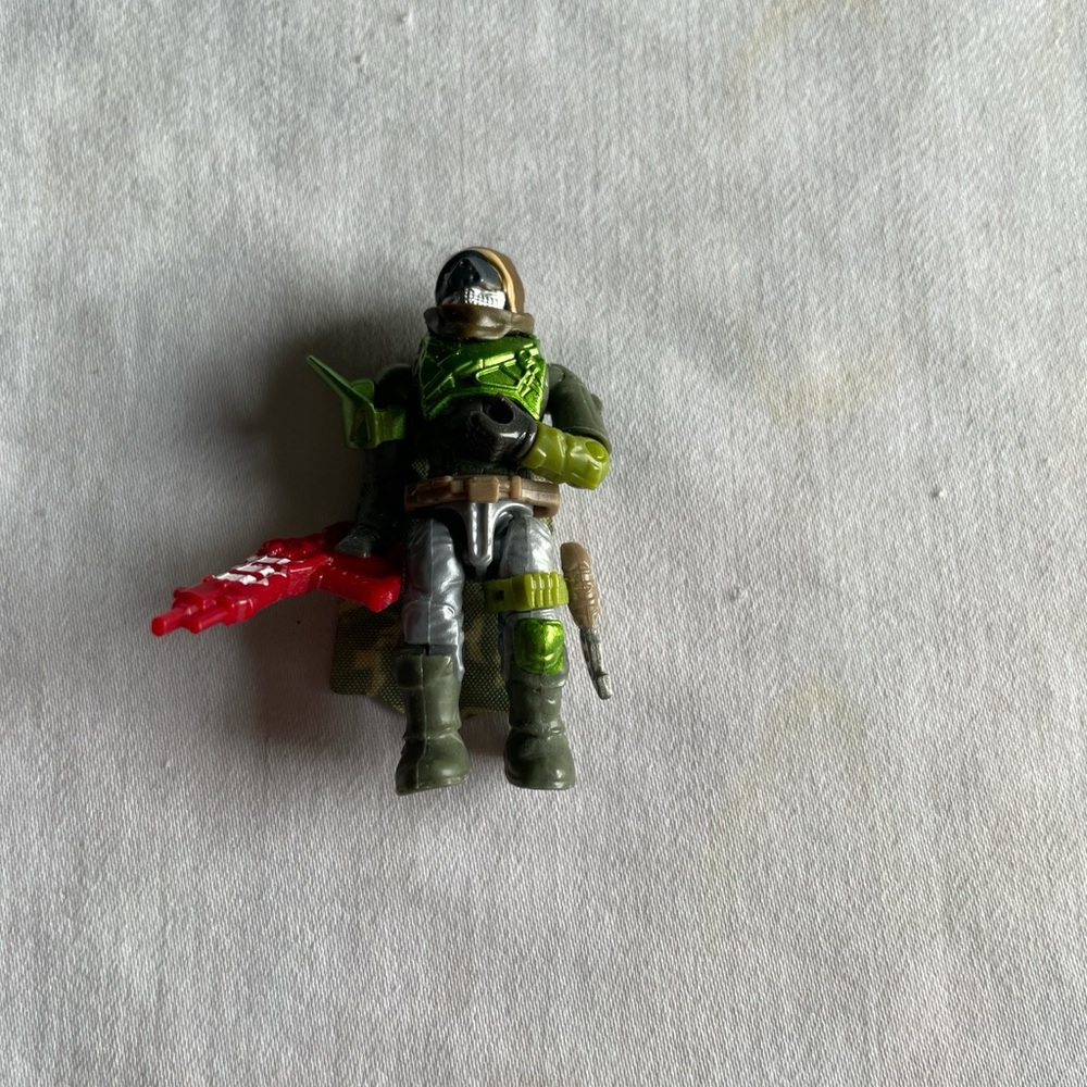 Mega Bloks Green and Red Army Action Figure with Helmet and Weapon